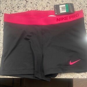NWT Nike Pro Women's Black and Pink Spandex Gym Shorts